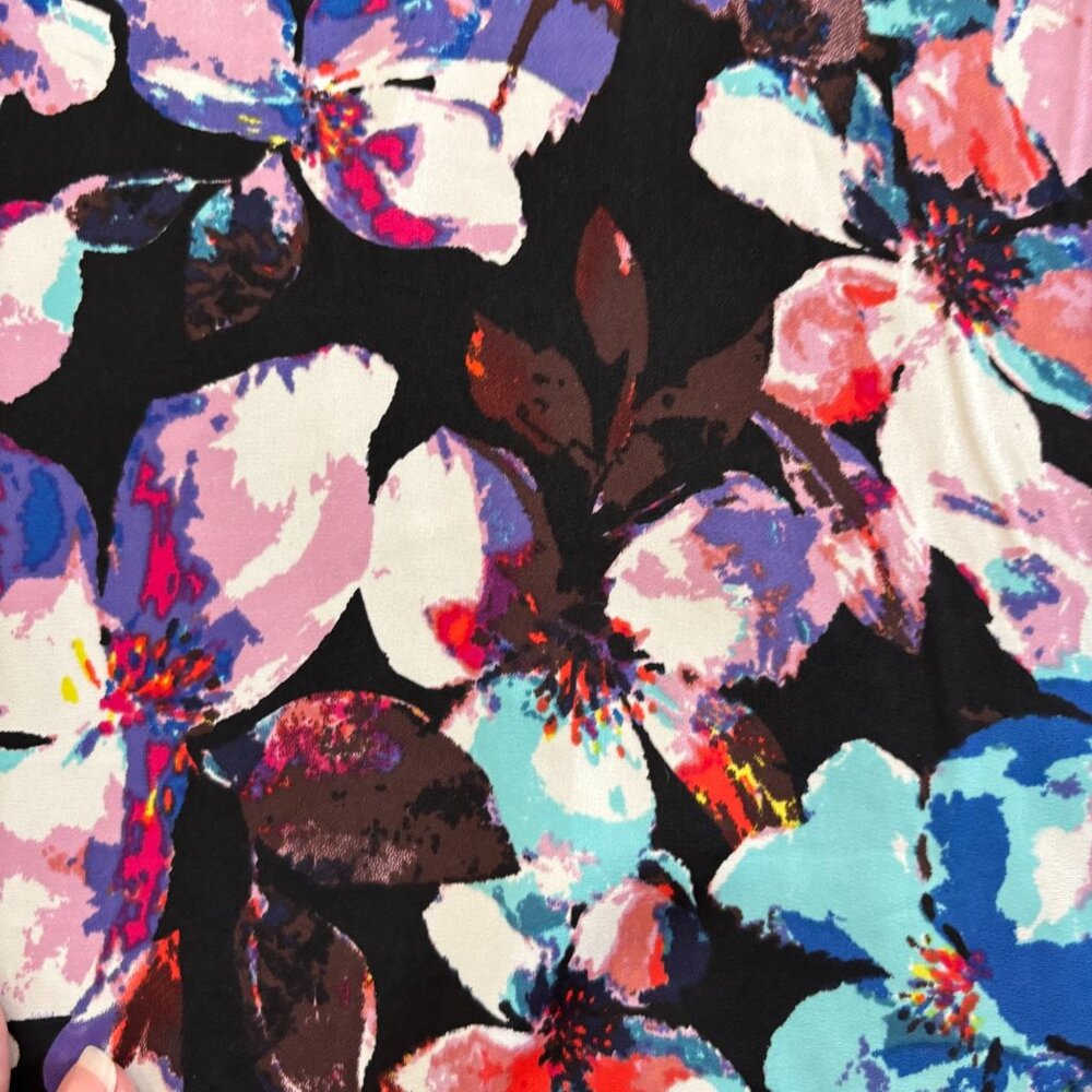 The‎ Limited Mixed Media Hi-Low 3/4 Sleeve Top - Black Floral Multi - Size L - Picture 3 of 10